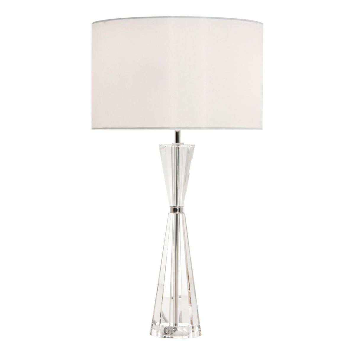 Risha Table Lamp In Polished Nickel & Crystal With Ivory Shade