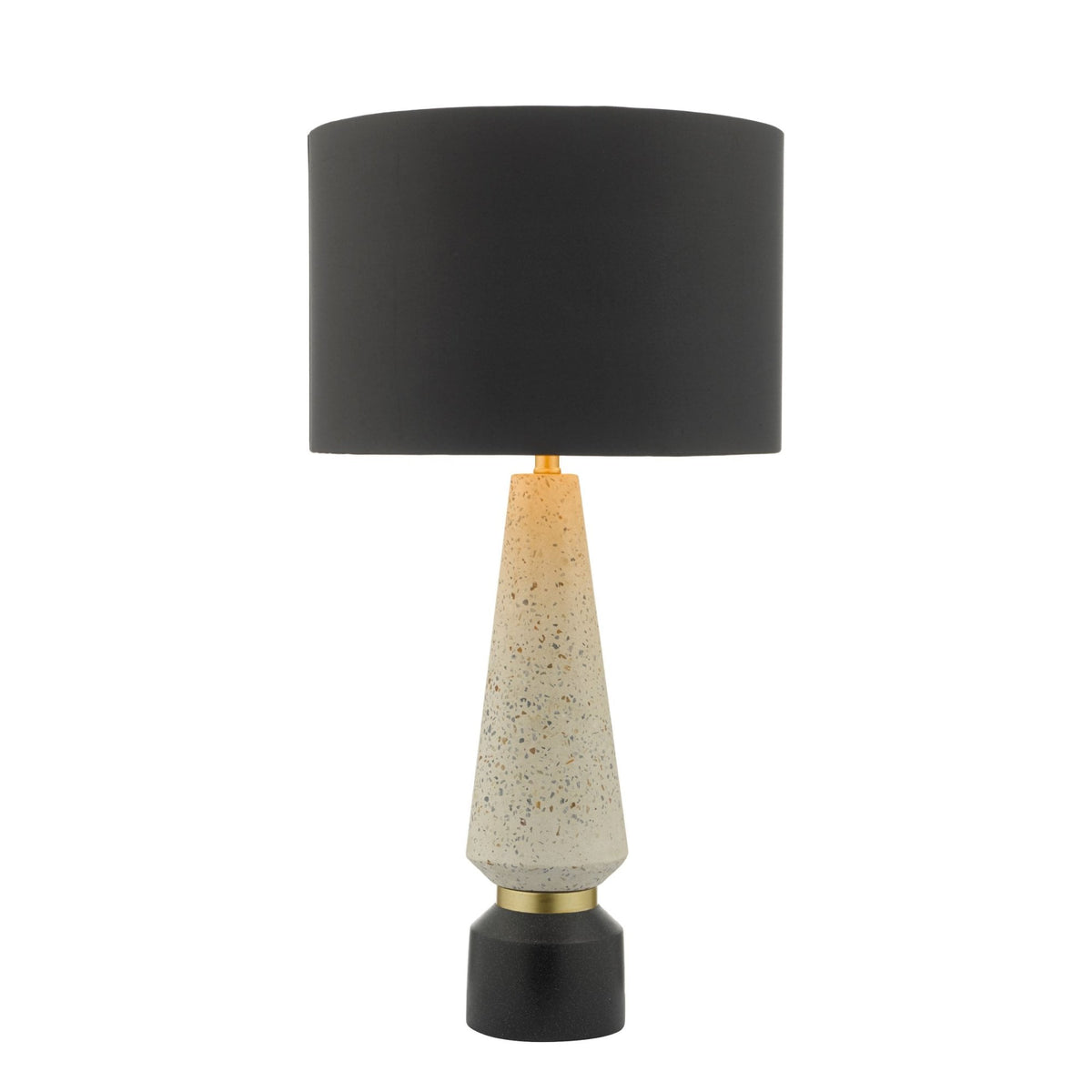 Onora Terrazzo, Black & Gold Table Lamp With Black Fabric Shade