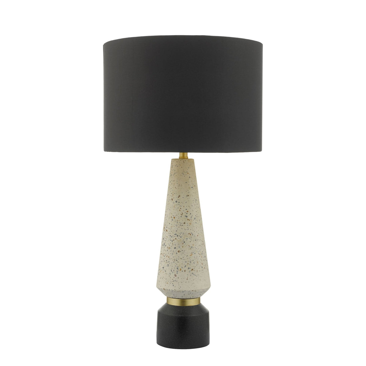 Onora Terrazzo, Black & Gold Table Lamp With Black Fabric Shade