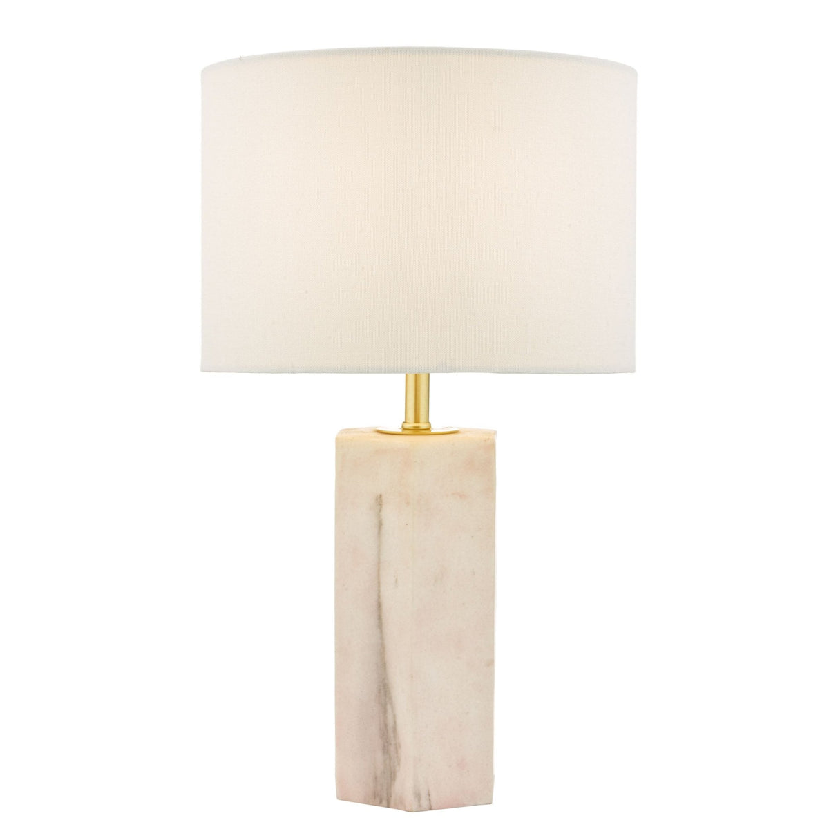 Nalani Marble Effect Table Lamp In Pink With Ivory Linen Shade