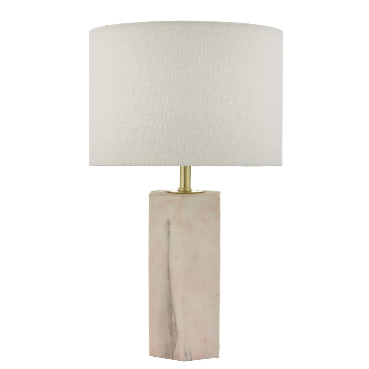 Nalani Marble Effect Table Lamp In Pink With Ivory Linen Shade