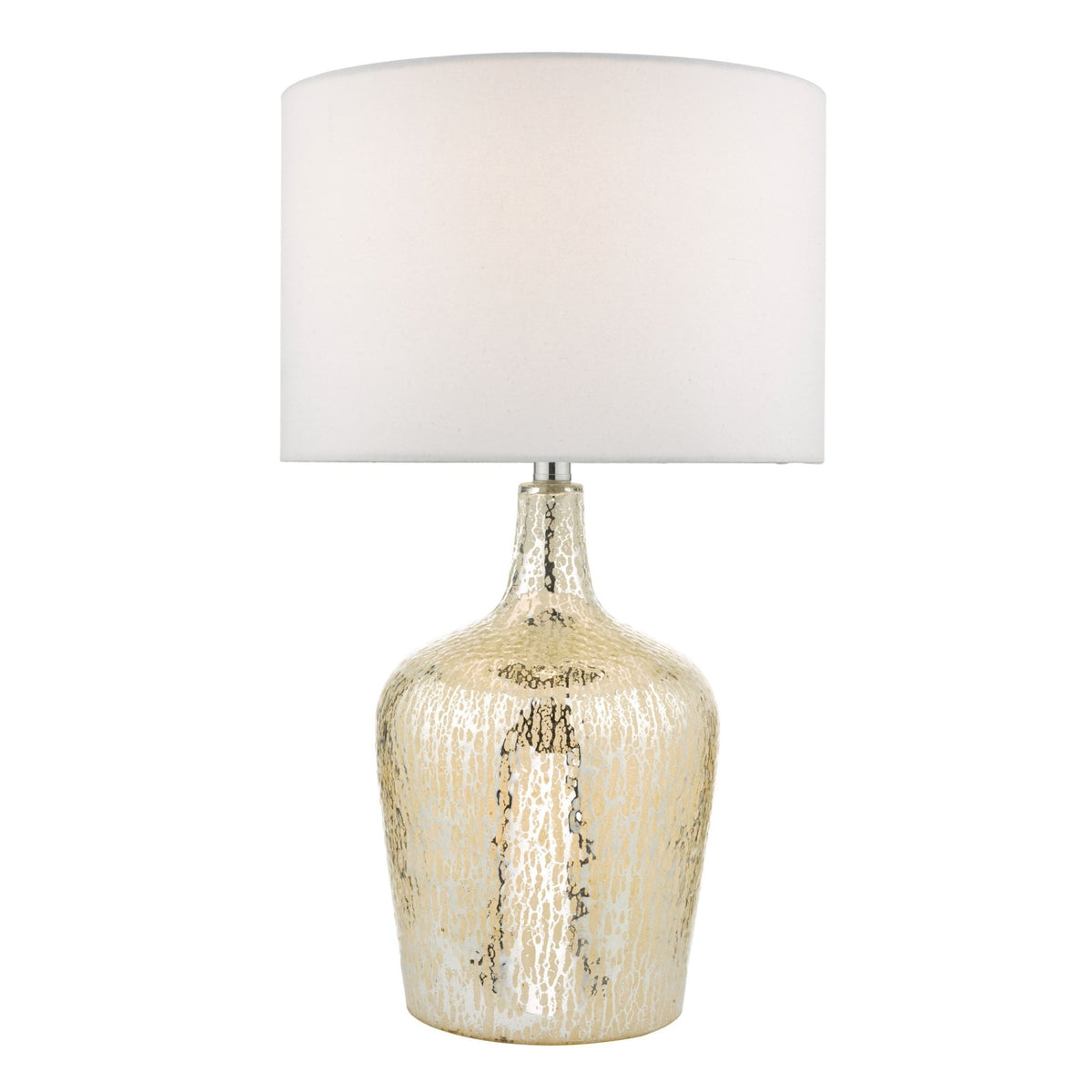 Lolek Dual Source Clear & Silver Glass Table Lamp With Faux Silk Shade