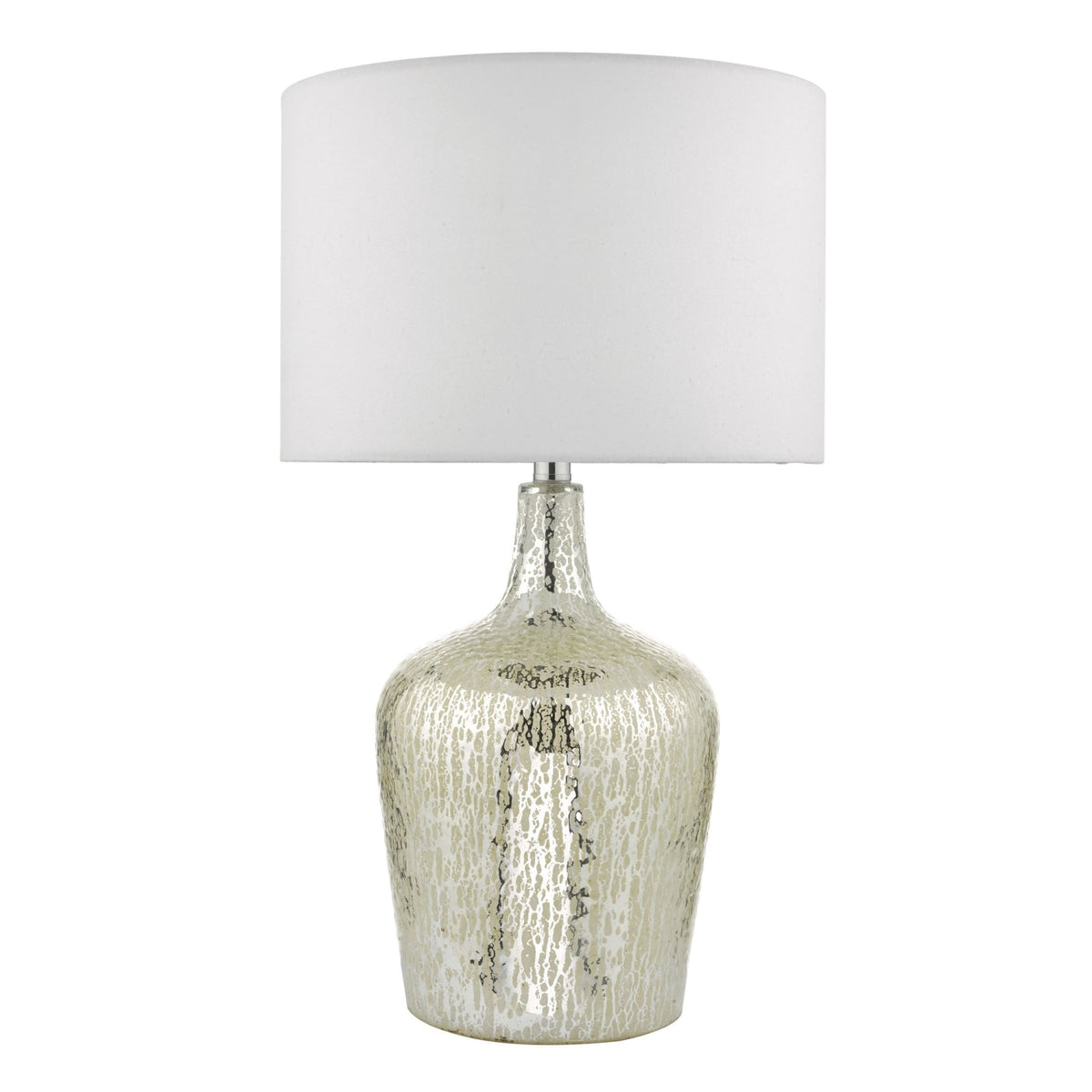 Lolek Dual Source Clear & Silver Glass Table Lamp With Faux Silk Shade