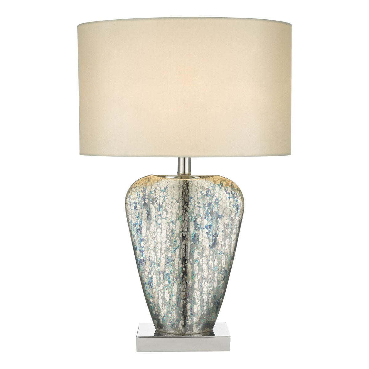 Syracuse Mercury Glass Table Lamp With White Faux Silk Shade