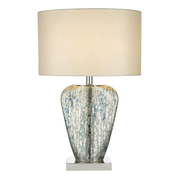Syracuse Mercury Glass Table Lamp With White Faux Silk Shade