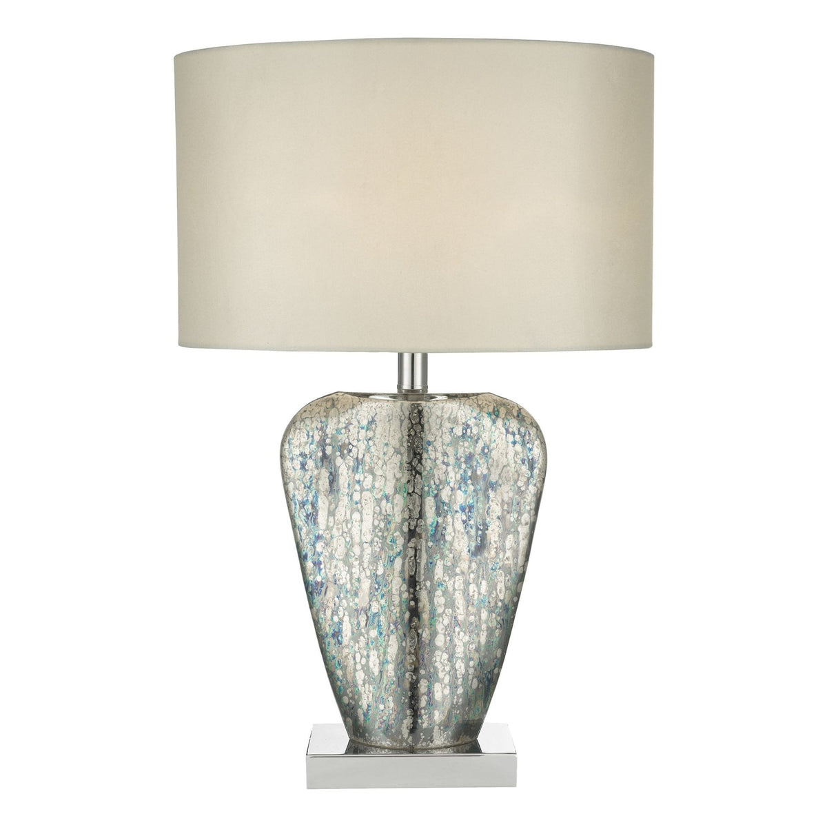 Syracuse Mercury Glass Table Lamp With White Faux Silk Shade