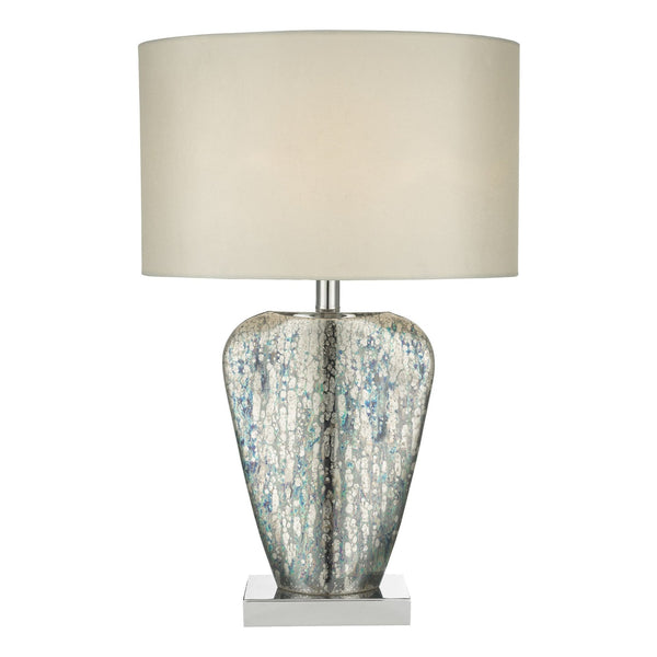 Syracuse Mercury Glass Table Lamp With White Faux Silk Shade