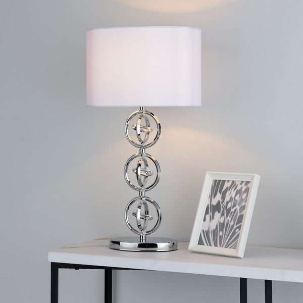 Innsbruck Table Lamp Polished Chrome With Ivory Faux Silk Shade