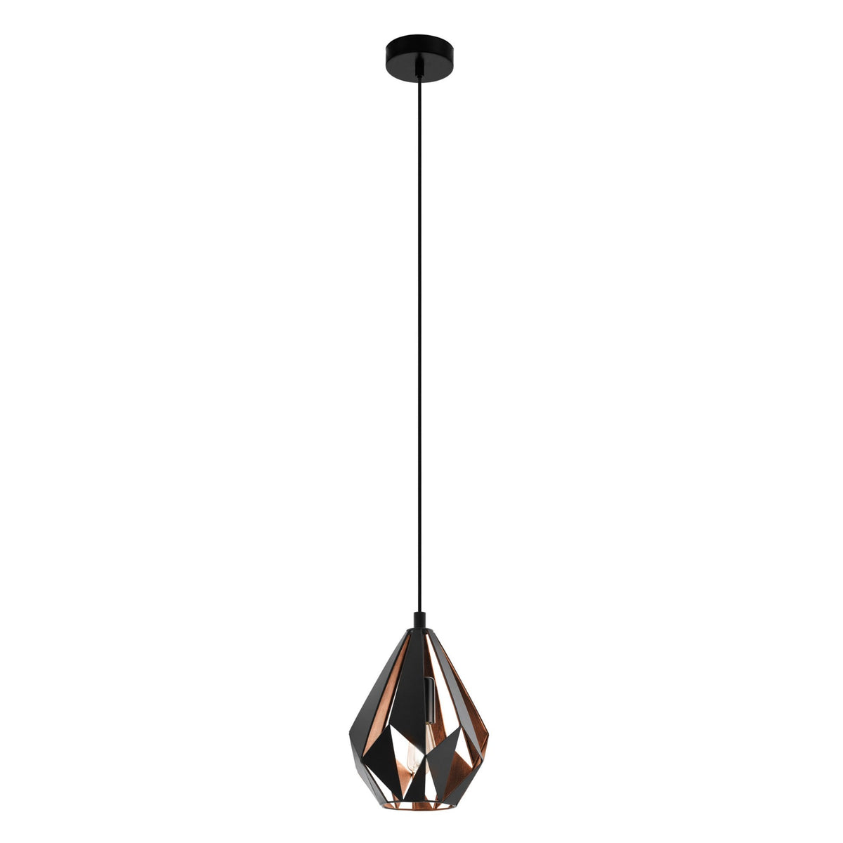 Carlton 1 205mm Black and Copper Open Cage Steel Pendant