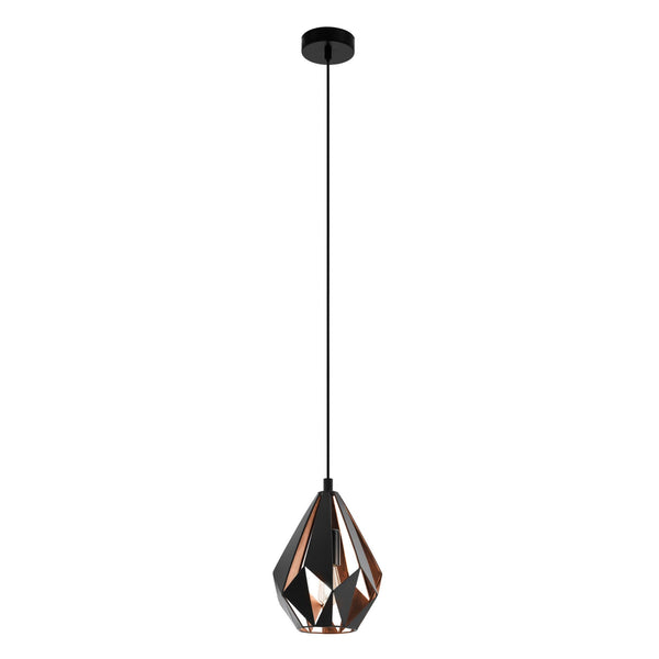 Carlton 1 205mm Black and Copper Open Cage Steel Pendant