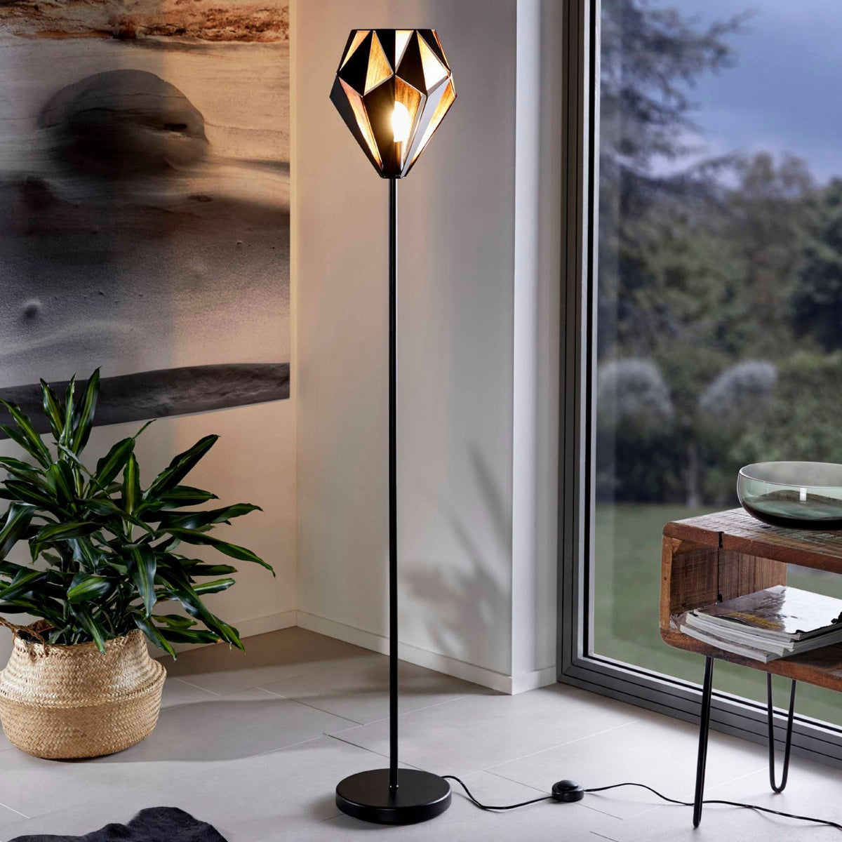 Carlton 1 Black and Copper Cage Floor Lamp