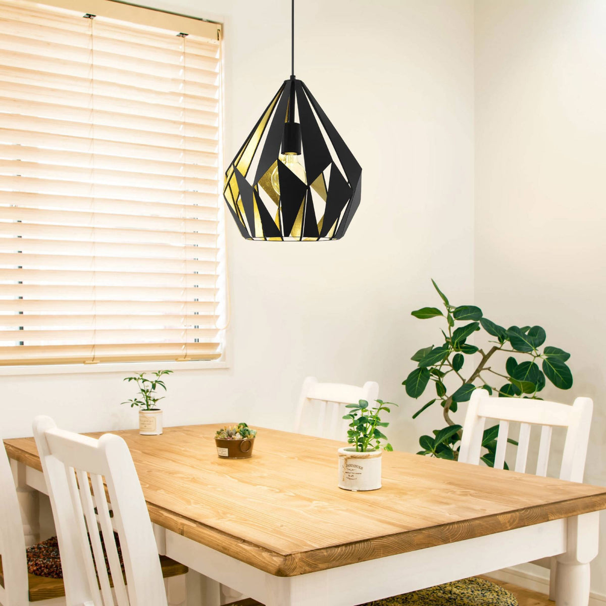 Carlton 1 Black and Gold Open Cage Steel Pendant