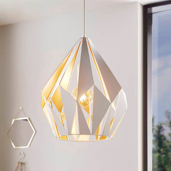 Carlton 1 White and Rose Gold Open Cage Pendant Light