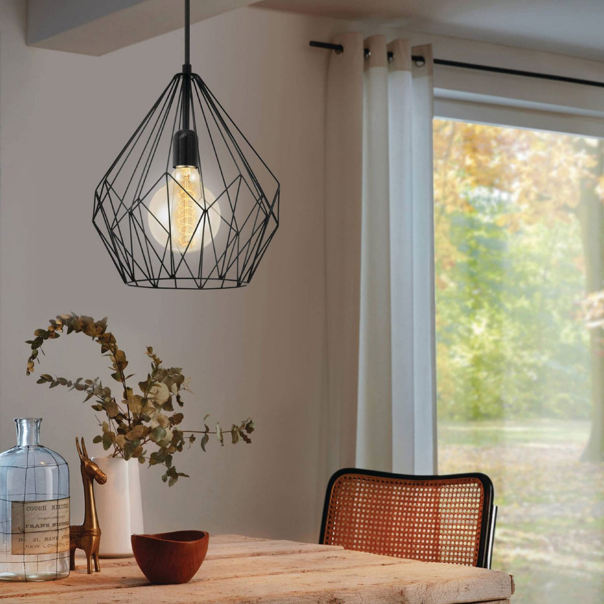 Carlton Open Cage Pendant in Black