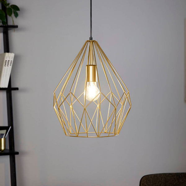 Carlton Gold Open Wire Cage Pendant Light