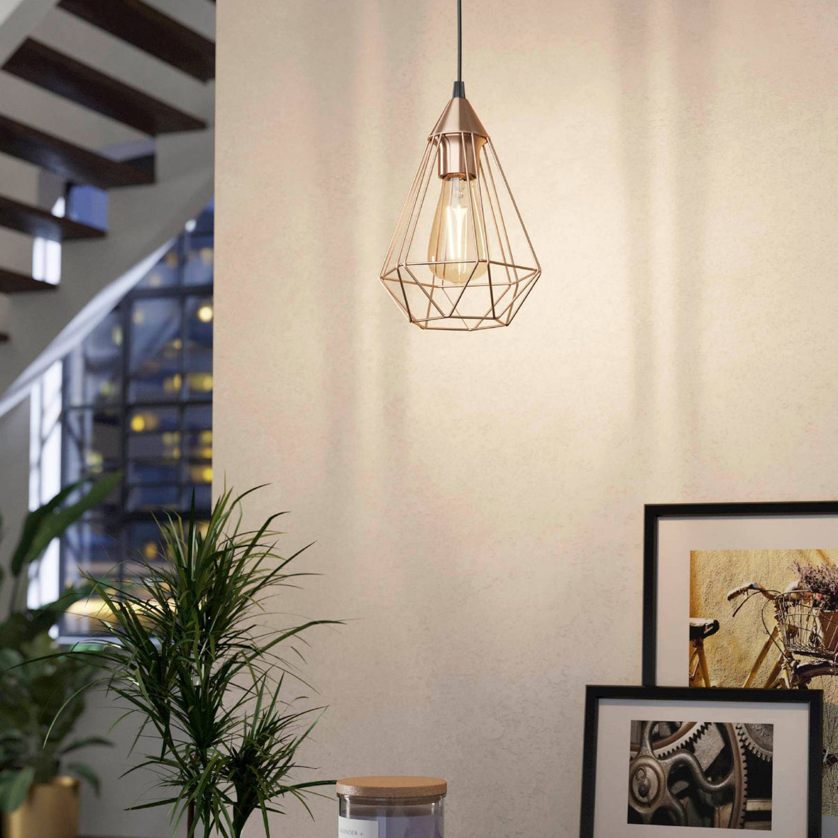 Tarbes Copper Coloured Breakfast Bar Cage Light