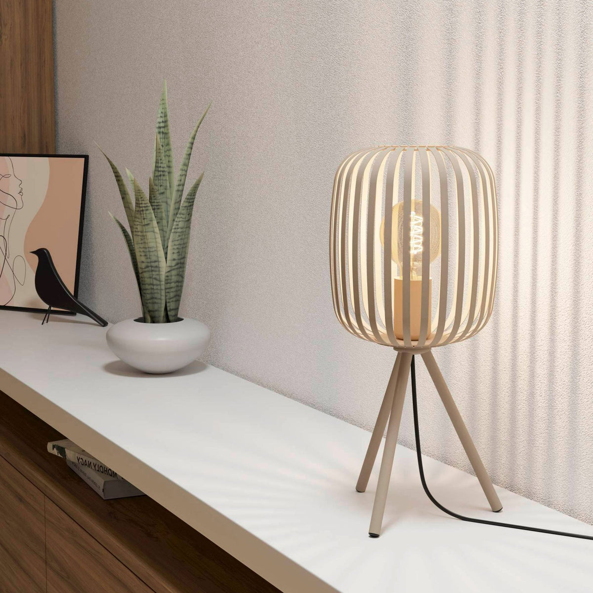 Romazzina Steel Tripod Table Lamp in a Sandy Finish