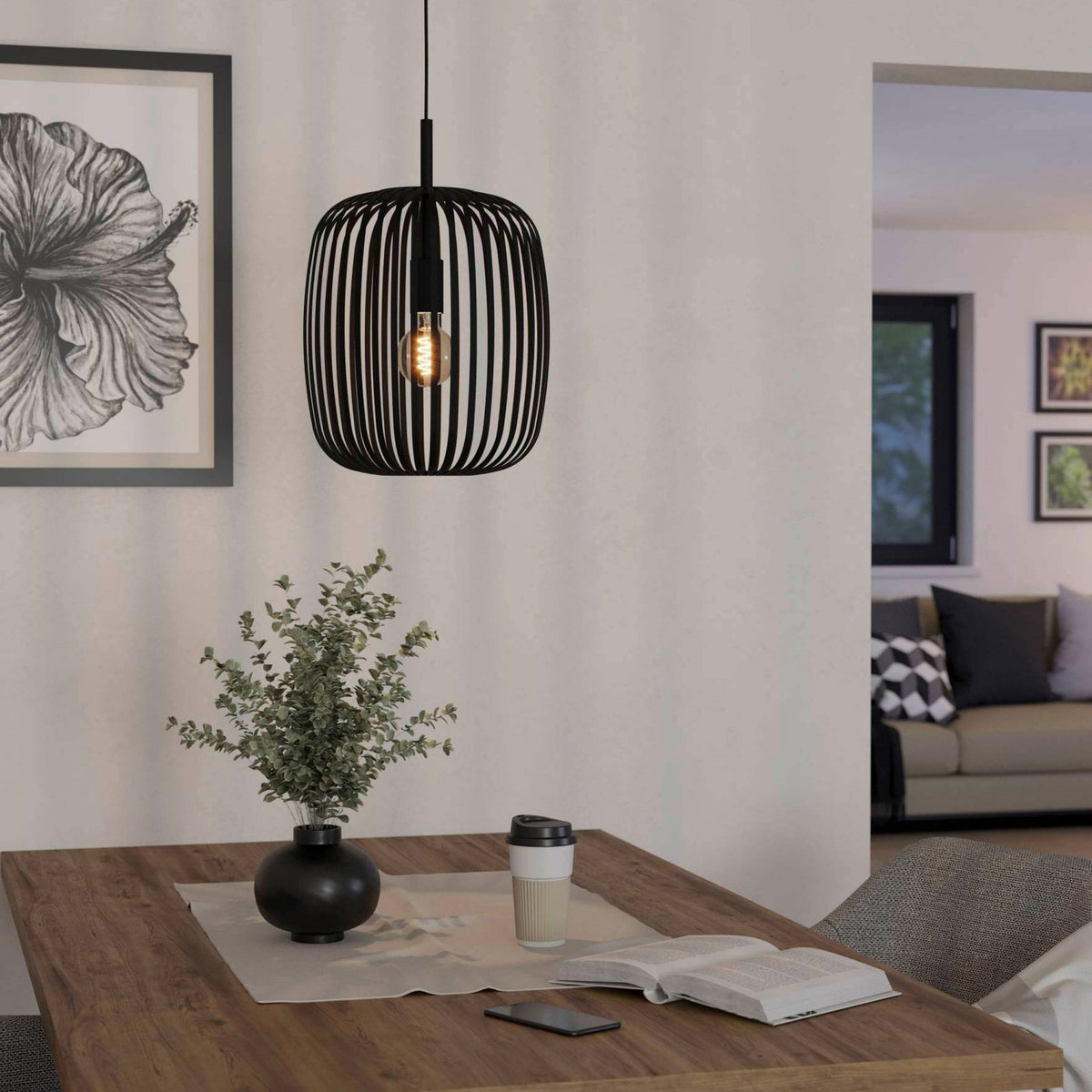 Romazzina Single Steel Pendant in a Black Finish