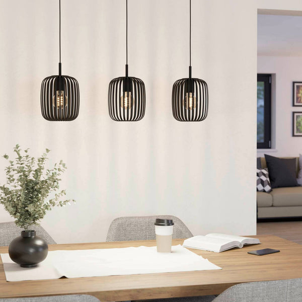 Romazzina Triple Drop Linear Steel Pendant in a Black Finish