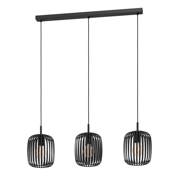 Romazzina Triple Drop Linear Steel Pendant in a Black Finish