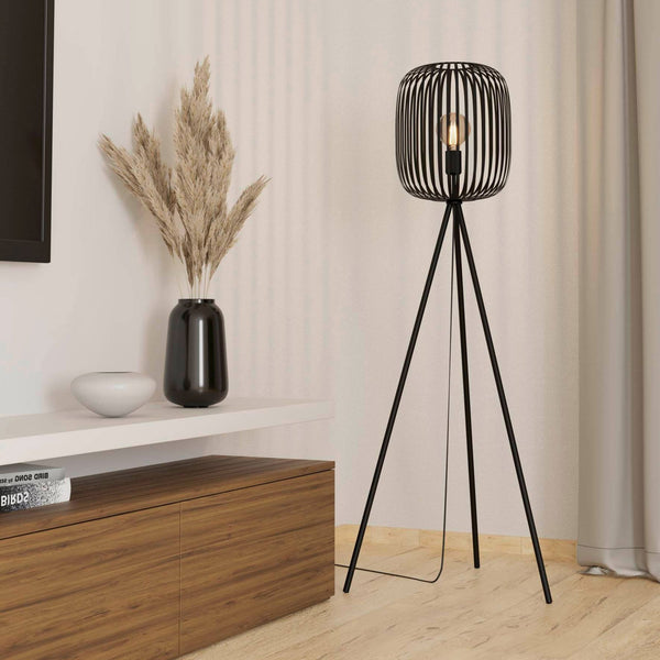 Romazzina Steel Tripod Floor Lamp in a Black Finish