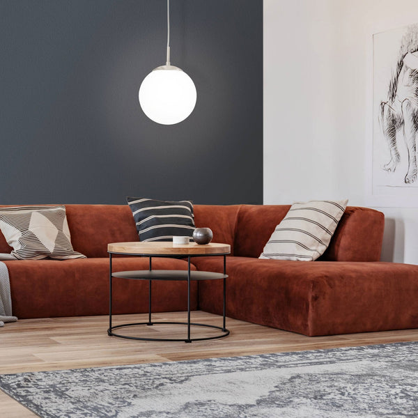 Rondo Small Opal White Glass Globe Pendant Light