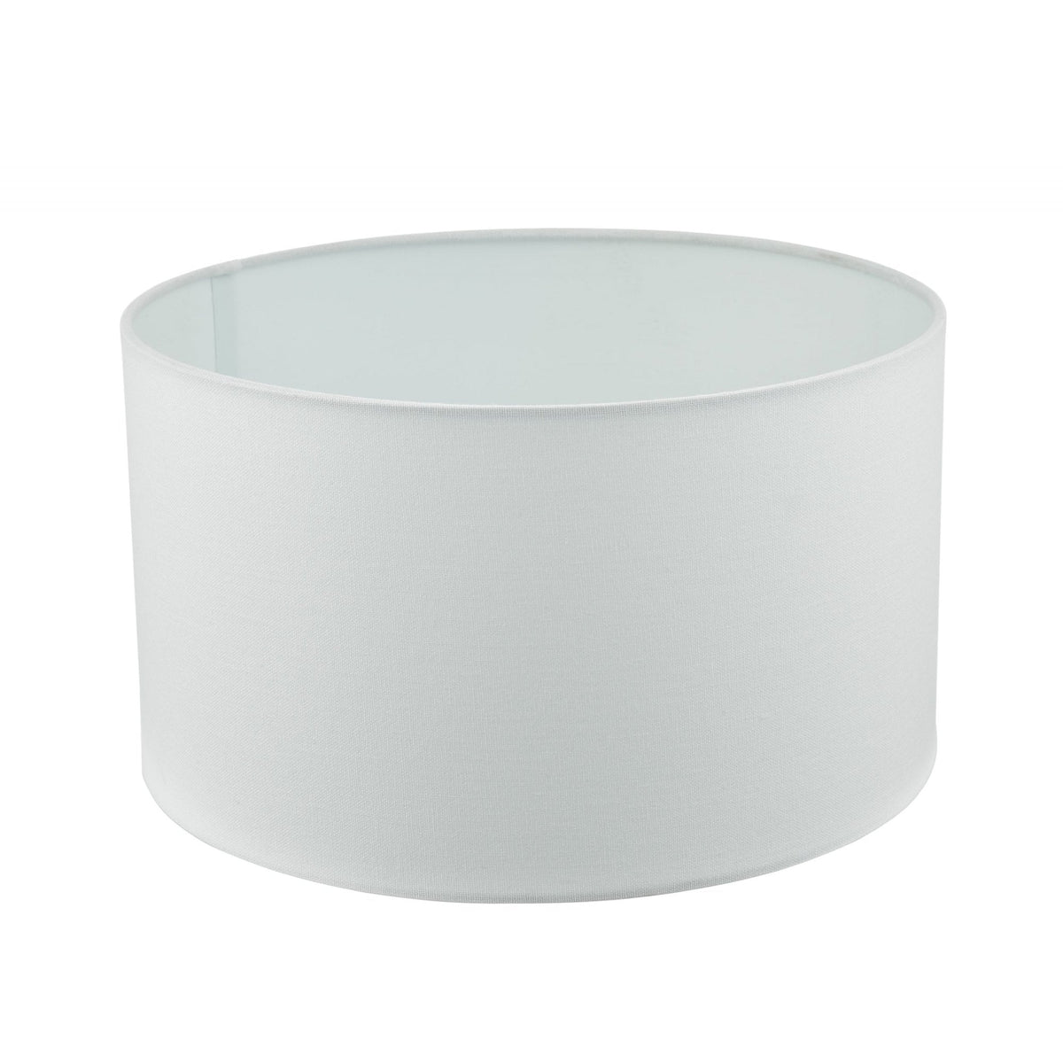 White cylindrical lampshade with a subtle fabric texture, casting a soft glow.