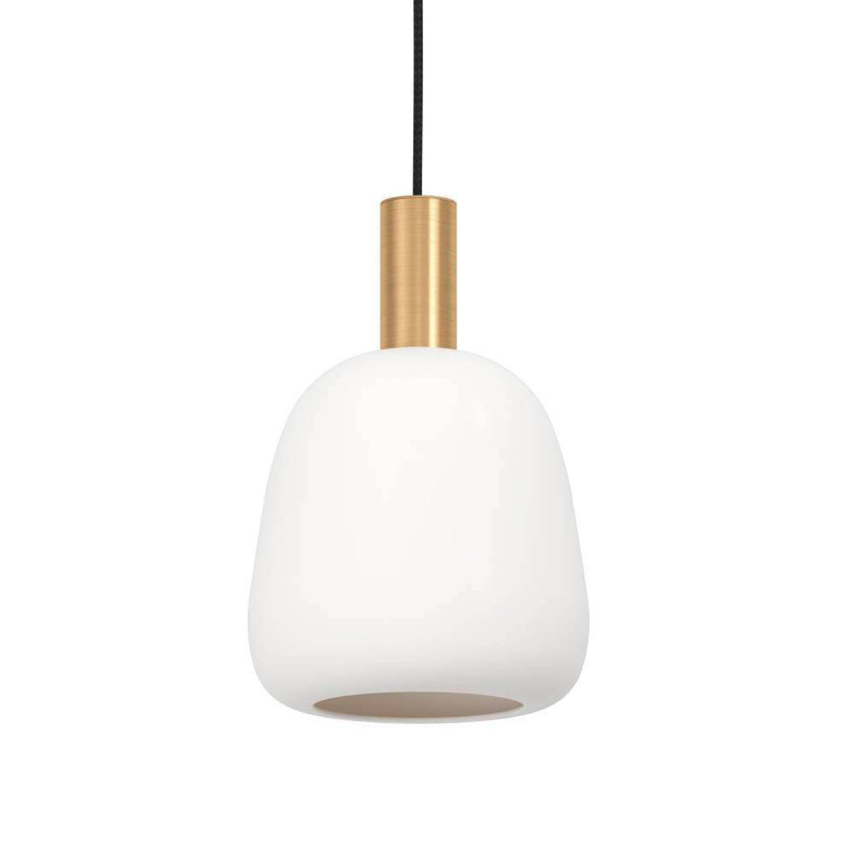Manzanares Single Pendant in Brushed Brass with an Opal Matt White Glass Shade