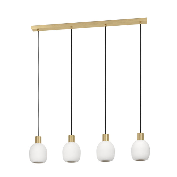 Manzanares Linear Pendant in Brushed Brass with Opal Matt White Glass Shades