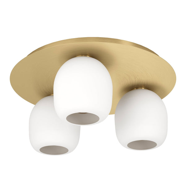 Manzanares Ceiling Light in Brushed Brass with Opal Matt White Glass Shades