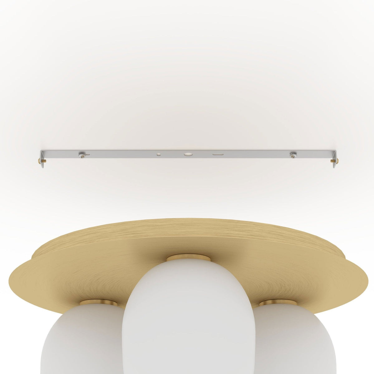 Manzanares Ceiling Light in Brushed Brass with Opal Matt White Glass Shades