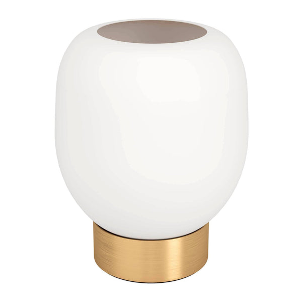 Manzanares Table Lamp in Brushed Brass with an Opal Matt White Glass Shade