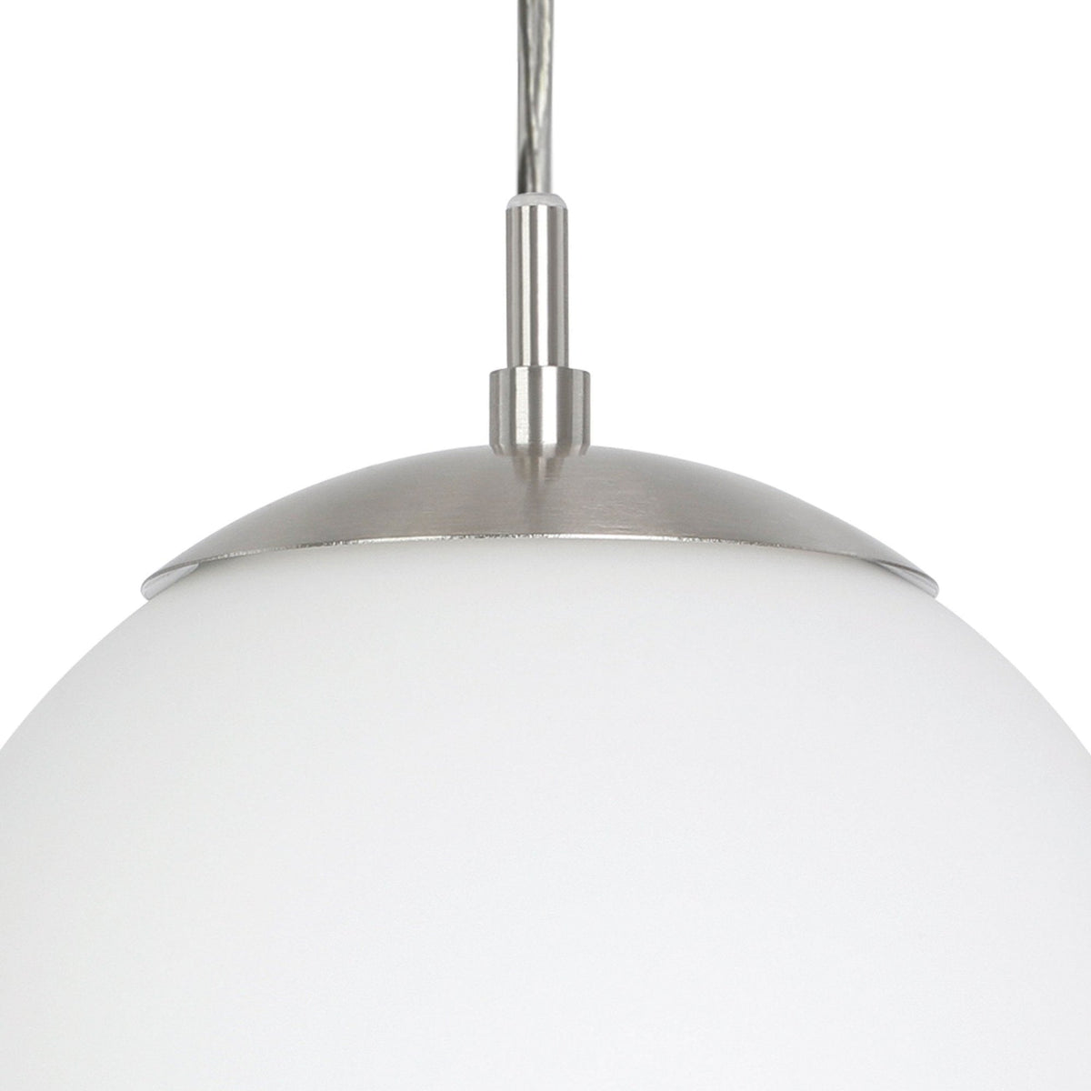 Rondo Triple Drop Linear Pendant in Satin Nickel & Matt Opal Glass Shades