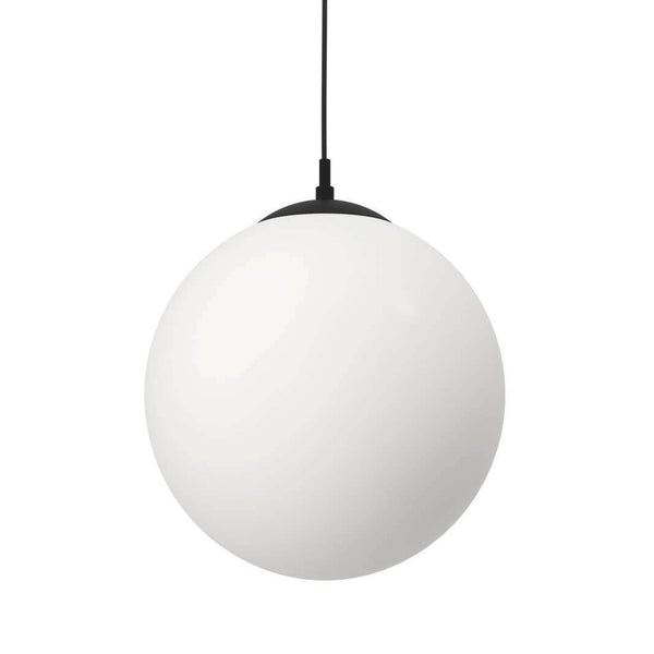 Rondo 3 Single Drop Pendant in Black & Matt Opal Glass Shade