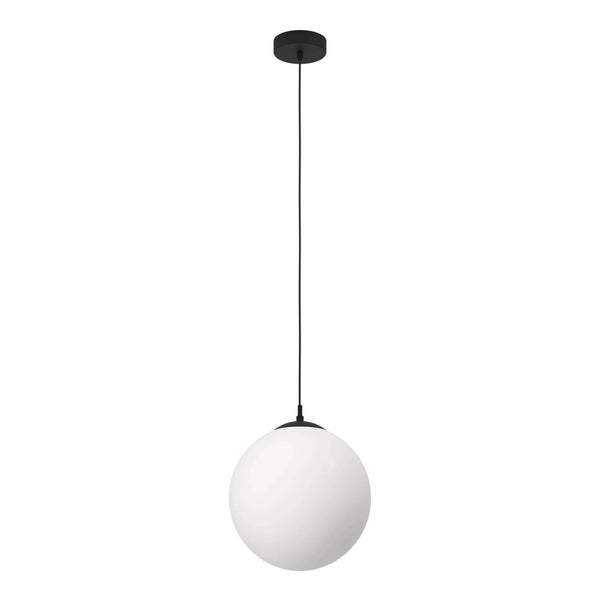 Rondo 3 Single Drop Pendant in Black & Matt Opal Glass Shade