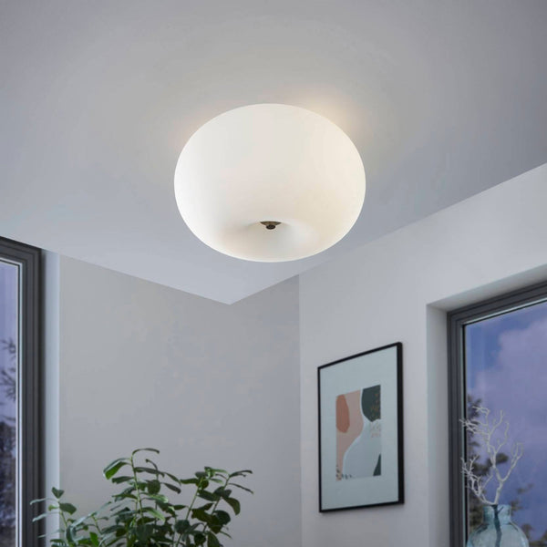 Optica Small Opal White Glass Globe Ceiling Light