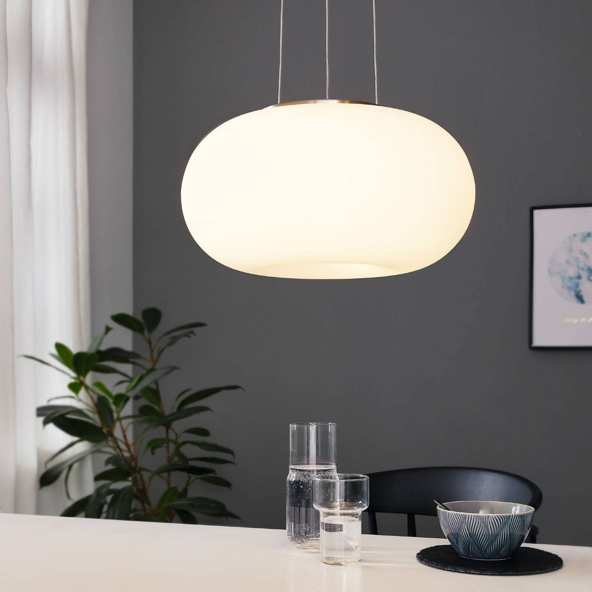 Optica Medium Opal White Glass Globe Pendant