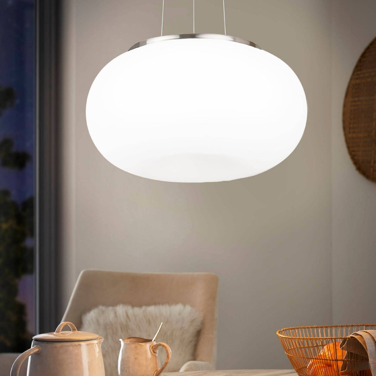 Optica Large Opal White Glass Globe Pendant