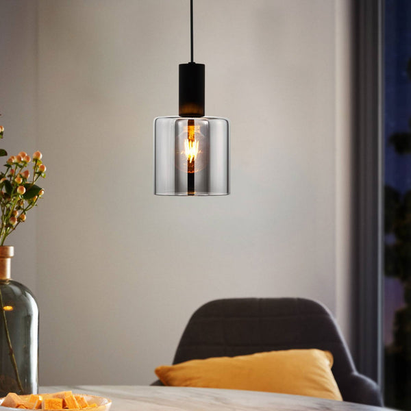 Gorosiba Single Pendant with Transparent Black Vaporized Glass