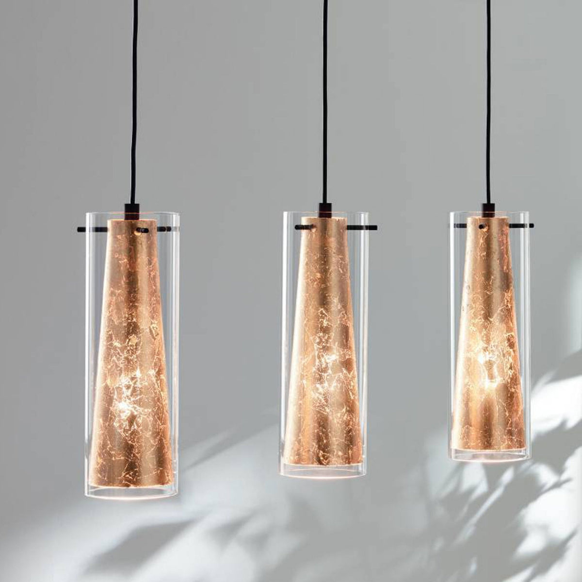 Pinto Gold Triple Drop Glass Bar Pendant Light