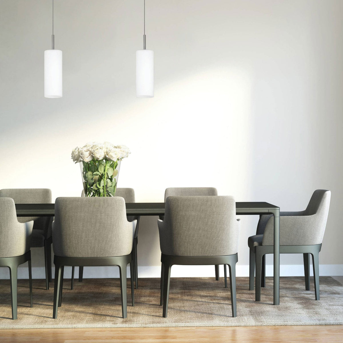 Troy 3 Single White Satinated Glass Pendant Light