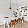 Oilella Single Pendant in Black & Brass with Vaporized Black to Brown Glass
