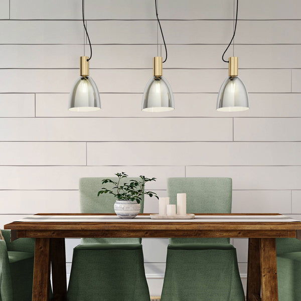 Lebalio Triple Bronze Pendant with Transparent Black Vaporized Glass