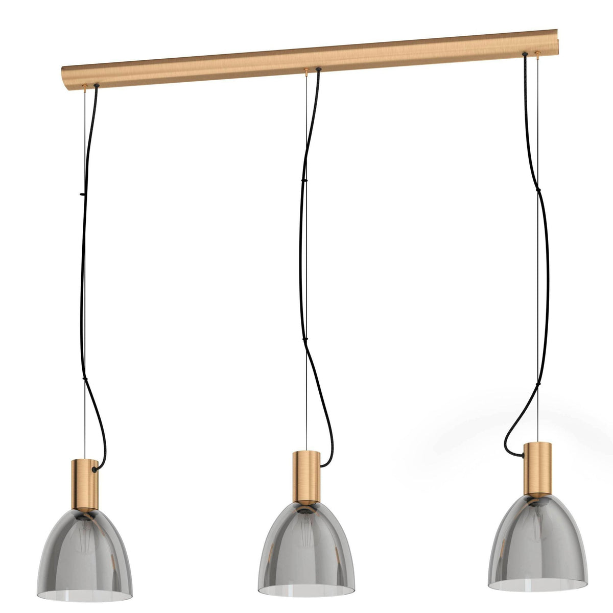 Lebalio Triple Bronze Pendant with Transparent Black Vaporized Glass