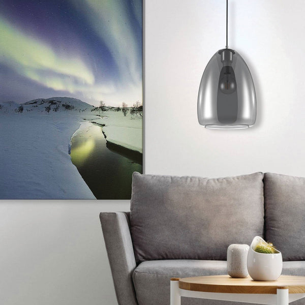 Alobrase 300mm Pendant Light in Vaporized Transparent Black Glass