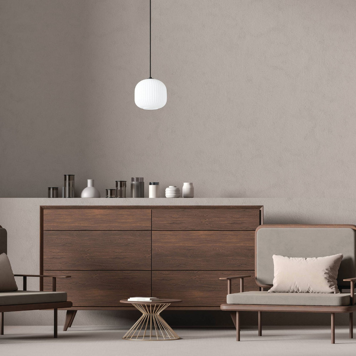 Mantunalle Single Drop Pendant with White Glass