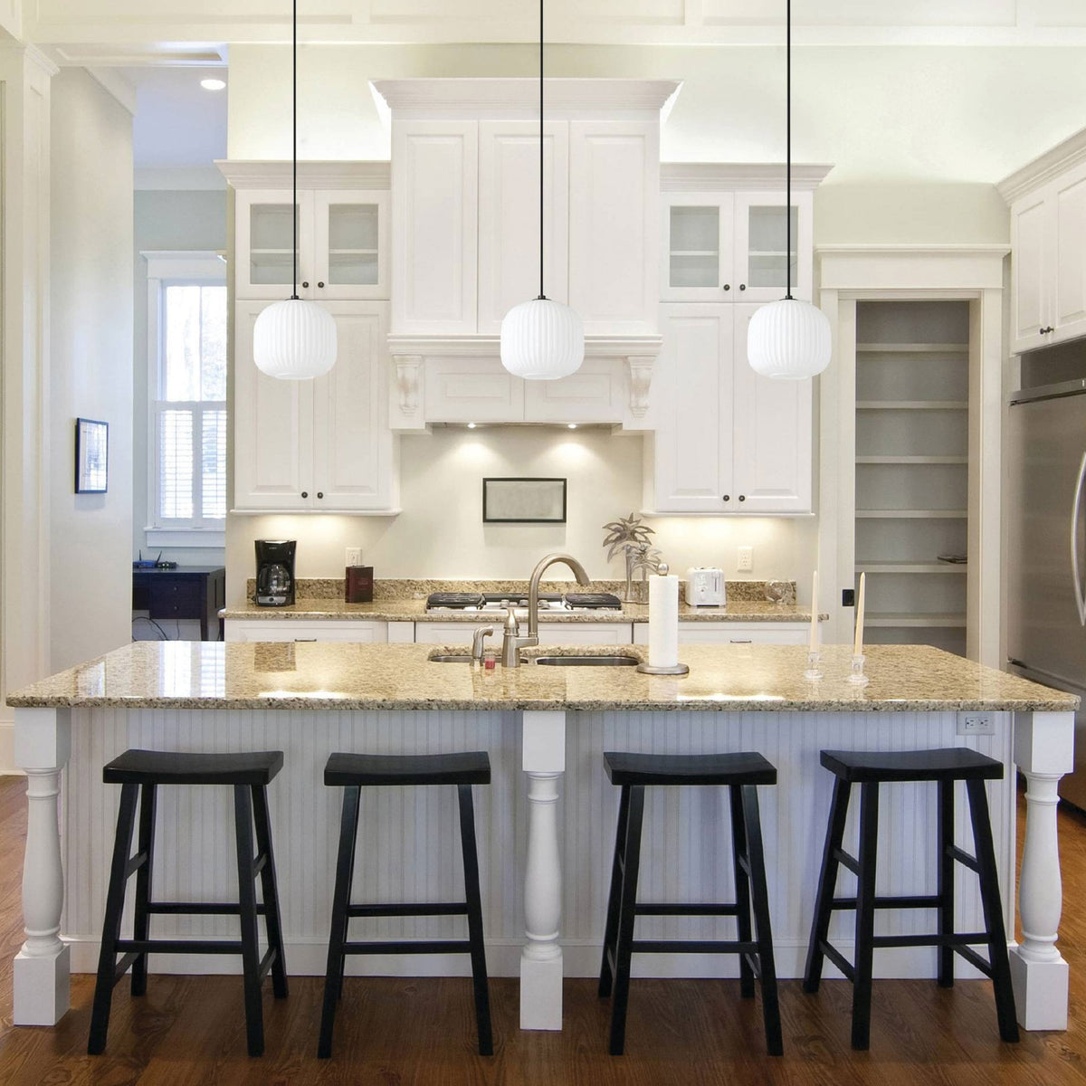 Mantunalle Single Drop Pendant with White Glass