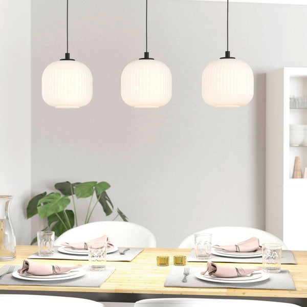 Mantunalle Triple Drop Linear Pendant with White Glass