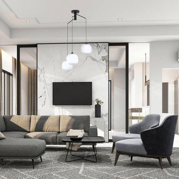 Mantunalle Triple Drop Pendant with White Glass