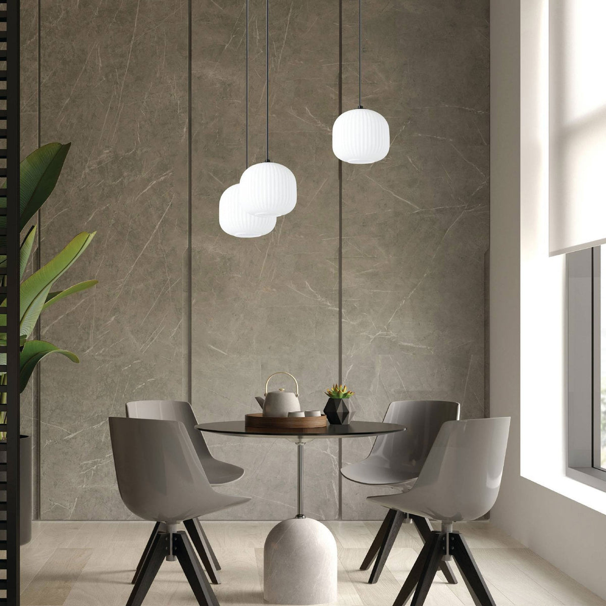 Mantunalle Triple Drop Pendant with White Glass